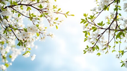 White Spring Blossoms with Open Space