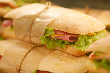 Delicious sandwiches wrapped for a fresh lunch experience