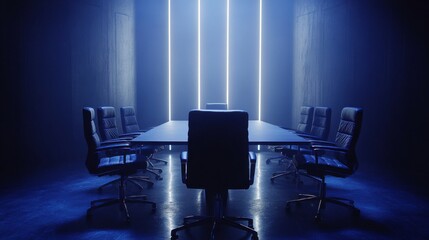 Futuristic Conference Room with Holographic Elements