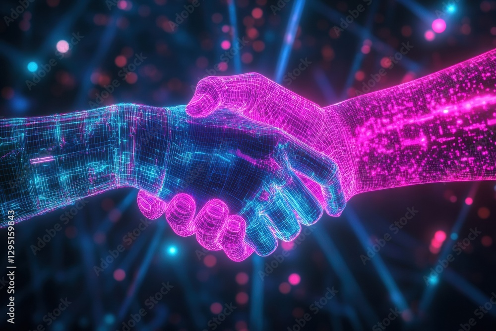 Aufkleber digital avatars engage in metaverse social interaction with virtual handshake representation. genera