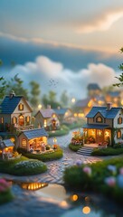 Fototapeta premium Miniature Village Arrangement