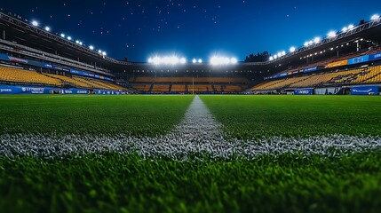 Nighttime View of an Empty Football Stadium