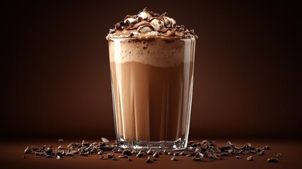 glass with chocolate milk isolated catoon style