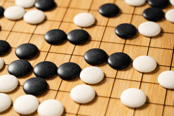 Traditional trategy board game,make a move in Go game(Weiqi),