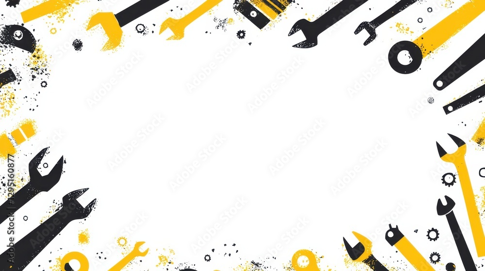 Poster tool border design with black and yellow elements for creative projects