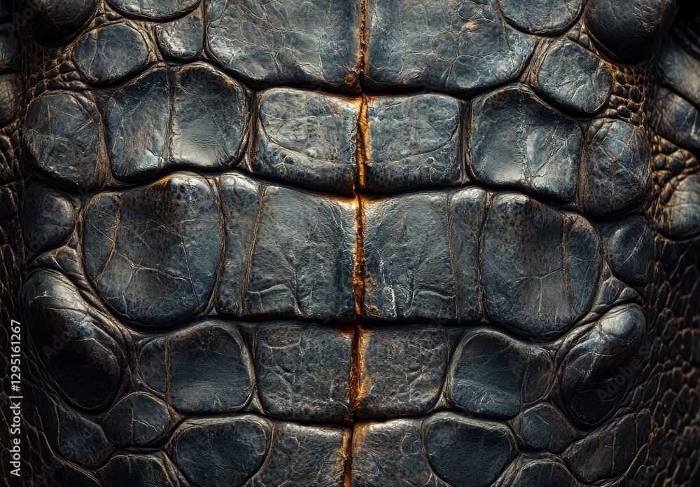 Poster close-up view of intricate textured skin of a reptile with unique scales displaying natural patterns
