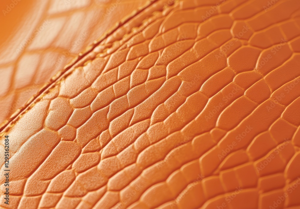 Poster close-up view of textured orange leather with unique patterns and details showcasing natural grain a