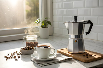 a sleek coffee maker.