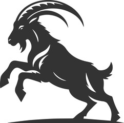 Goat lowering its head in a charging stance animal vector silhouette