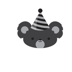 Koala Head with Birthday Hat