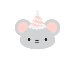 Mouse Head with Birthday Hat