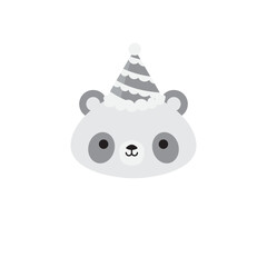 Panda Head with Birthday Hat