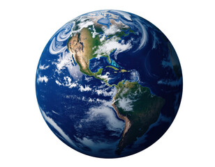 Realistic Earth globe with transparent background