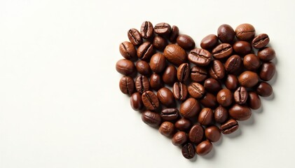 Creative composition of coffee beans forming vector icon shape, concept, coffee