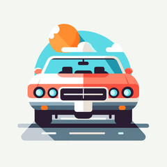 A flat design illustration of a luxury car, using minimalist elements to convey sophistication and modernity. Perfect for premium automotive advertisements.