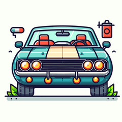 A minimalist flat design illustration of an electric car, emphasizing sustainability and modernity. Ideal for eco-friendly automotive branding and marketing.