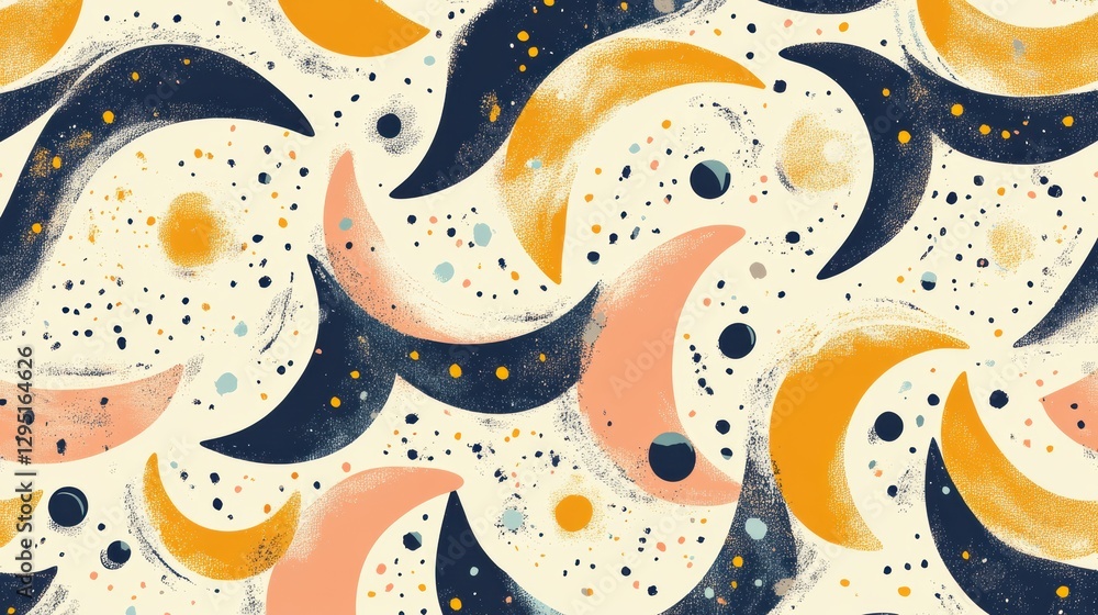 Poster abstract colorful waves and dots pattern on light background