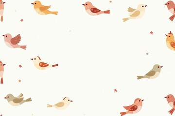 Fototapeta premium Cute bird pattern in a minimalist style on a white background, feather, wallpaper , seamless