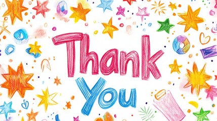 Colorful Thank You Note with Stars and Creative Designs