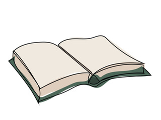 Book in continuous line drawing style on white background.
