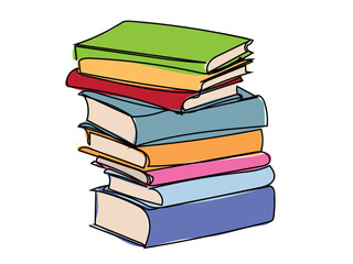 Book in continuous line drawing style on white background.