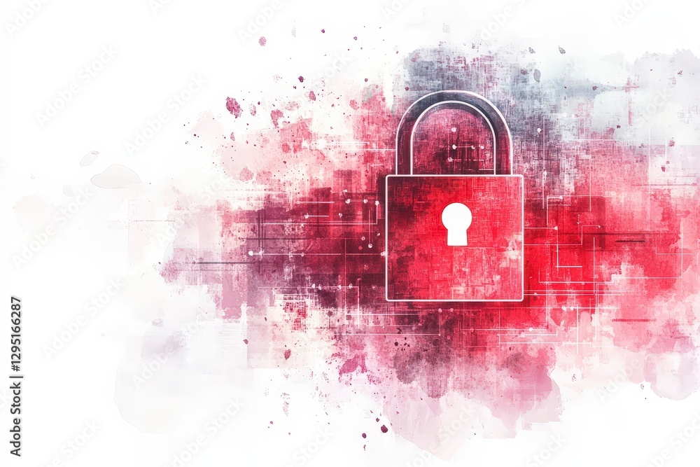 Poster abstract concept of security with digital lock and colorful background design