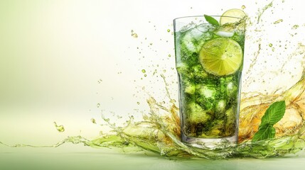 Fototapeta premium green soft drink isolated on transparent background