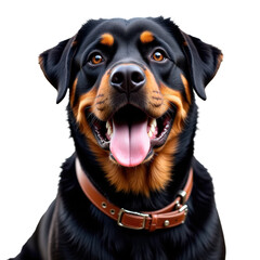 Obraz premium Smiling Dog with Brown Collar on Transparent Background