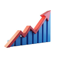 3D Growing Bar Chart with Upward Arrow. Business, Finance, Growth Icon