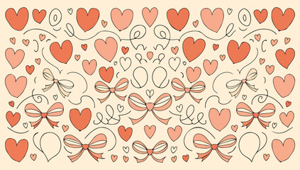 Seamless pattern with red hearts and floral elements vector art