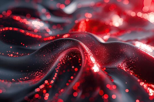 Contemporary Abstract Technology Design Featuring Gradient Red Shimmer Effects
