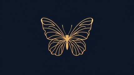 Elegant gold butterfly silhouette on dark background.