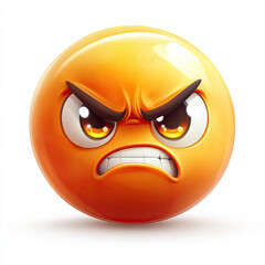 Fototapeta premium Angry orange emoji with furrowed brows and clenched teeth
