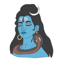 Lord Shiva Meditation Hindu God Mahadev Spiritual Illustration on Transparent Background.