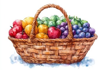 Vibrant Fruit Basket with Assorted Fresh Fruits in a Woven Basket Design