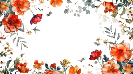 Watercolor floral frame creating a transparent background for designs