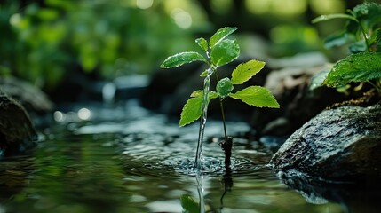 A gentle stream of water hydrating bare root saplings before planting.