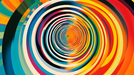 Naklejka premium op art design with concentric rings of bright hues creating the illusion of a spinning, three-dimensional object 