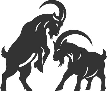 Goat headbutting another goat animal vector silhouette