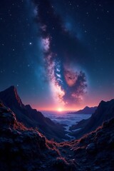 Naklejka premium Deep void, vast unknown with twinkling stars and cosmic dust, space, backdrop