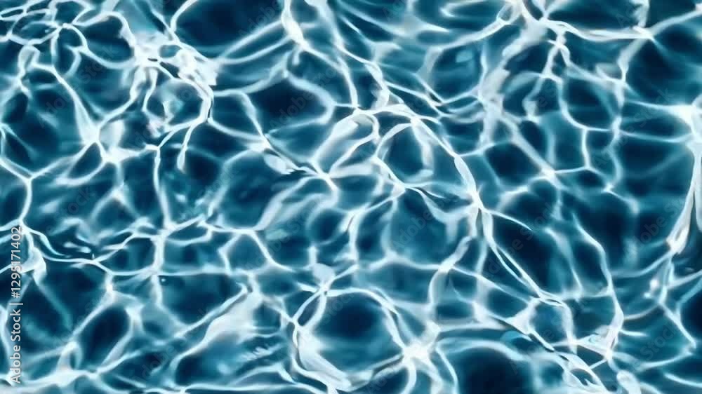 Poster aerial view of rippling water surface, capturing dynamic light patterns. the video style emphasizes 