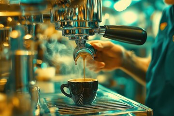 Espresso Machine Brewing at Specialty Cafe: Barista Skills in Premium Coffee Preparation