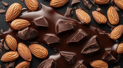 Delicious chocolate cascading over crispy almonds in a tempting arrangement
