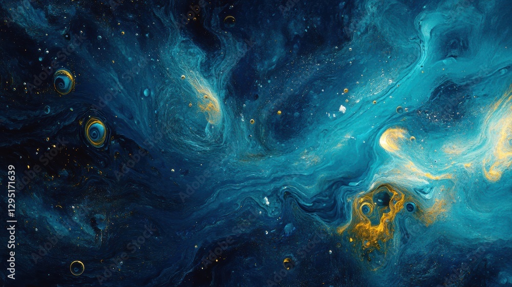 Aufkleber glowing gas bubbles create a mystical underwater atmosphere illuminating dark ocean depths. generati