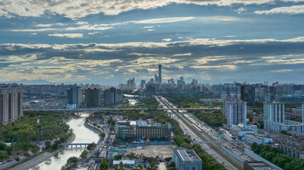 The urban context beneath the skyline of the scenery in Beijing, China