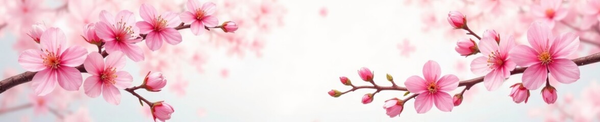 Delicate watercolor spring flower pattern with cherry blossoms, cherry blossoms, delicate