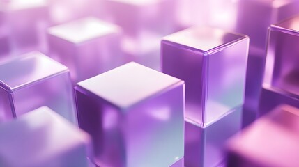 Obraz premium Abstract Glass Cubes in Soft Purple Light Creating a Dreamy Visual Atmosphere