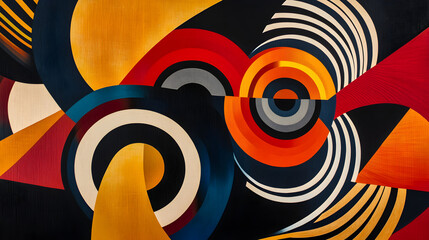 op art image of swirling lines and geometric shapes in contrasting colors, forming the illusion of depth and texture 