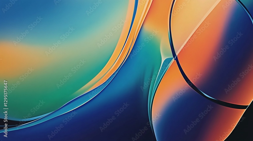 Poster abstract fluid design with vibrant gradients and smooth curved lines composition