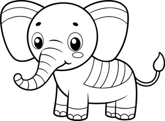 Obraz premium A hand drawing cartoon of an elephant coloring page vector illustration for kids